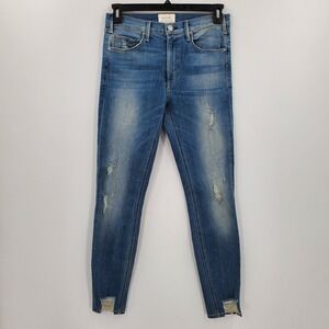 Women's McGuire Mid Rise Newton Skinny Jeans Size 29 Style 15B Distressed Ripped